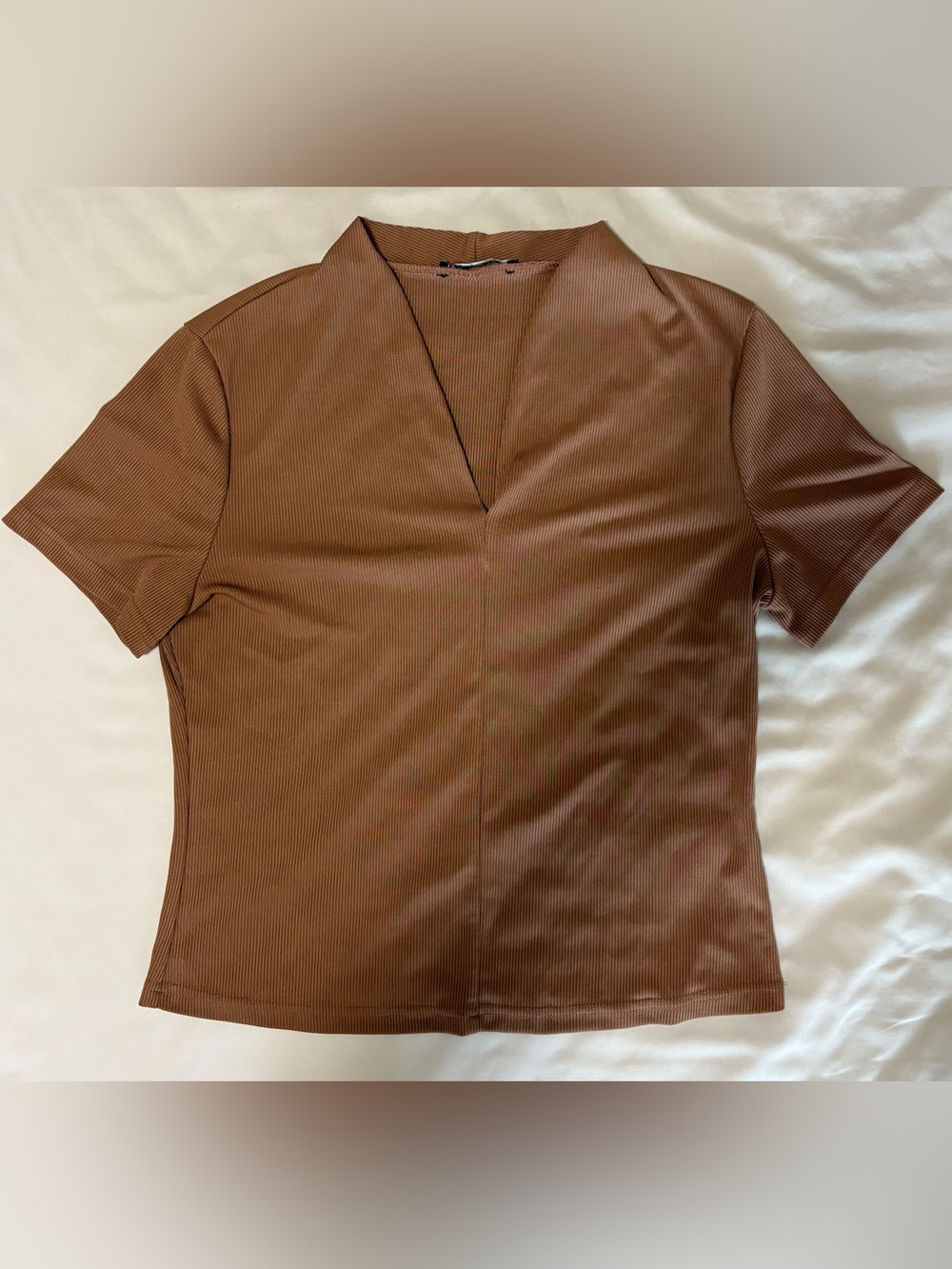 Lovito Brown V-neck Shirt